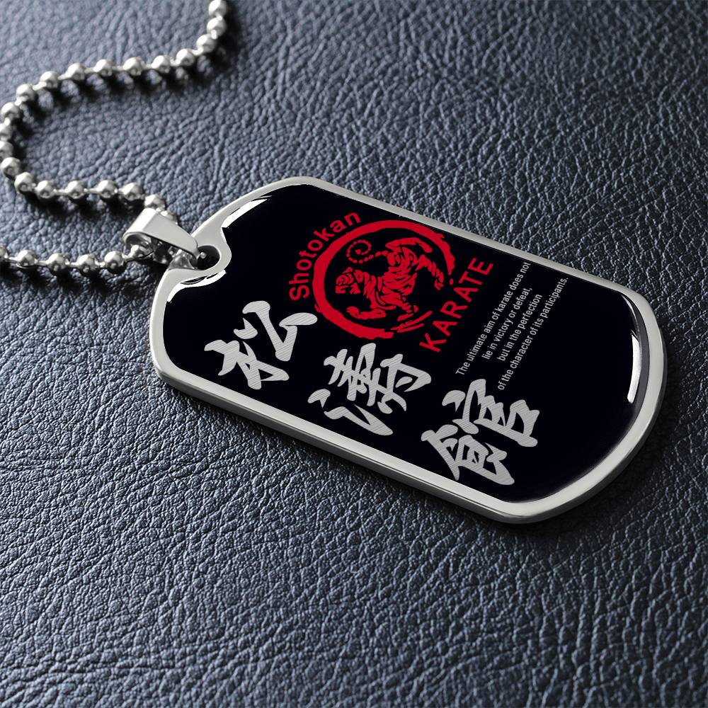 Karate - The Ultimate Aim Of Karate Does Not Lie In Victory Or Defeat - Shotokan Karate - Black Dog Tag - Karate Dog Tag - Military Ball Chain - Luxury Dog Tag