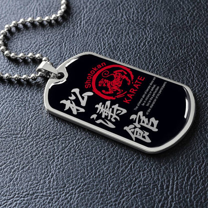 Karate - The Ultimate Aim Of Karate Does Not Lie In Victory Or Defeat - Shotokan Karate - Black Dog Tag - Karate Dog Tag - Military Ball Chain - Luxury Dog Tag