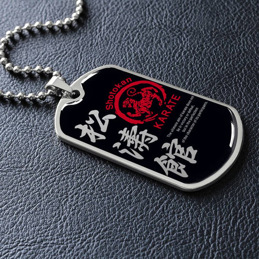Karate - The Ultimate Aim Of Karate Does Not Lie In Victory Or Defeat - Shotokan Karate - Black Dog Tag - Karate Dog Tag - Military Ball Chain - Luxury Dog Tag