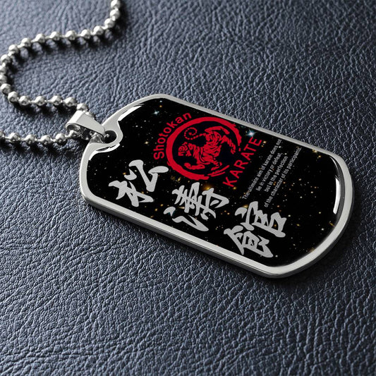 Karate - The Ultimate Aim Of Karate Does Not Lie In Victory Or Defeat - Shotokan Karate - Galaxy - Black Dog Tag - Karate Dog Tag - Military Ball Chain - Luxury Dog Tag