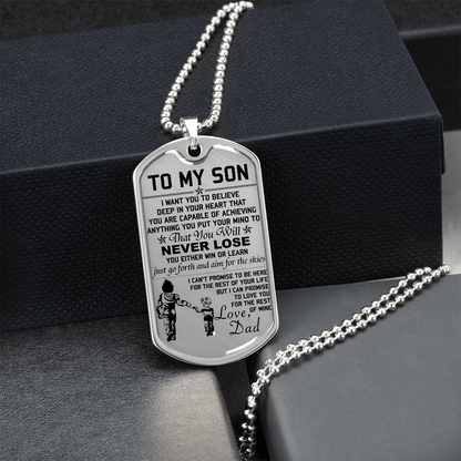 Dragon Ball - Dad To Son - Never Lose - Vegeta - Trunks - Dragon Ball Dog Tag - Military Ball Chain - Luxury Dog Tag