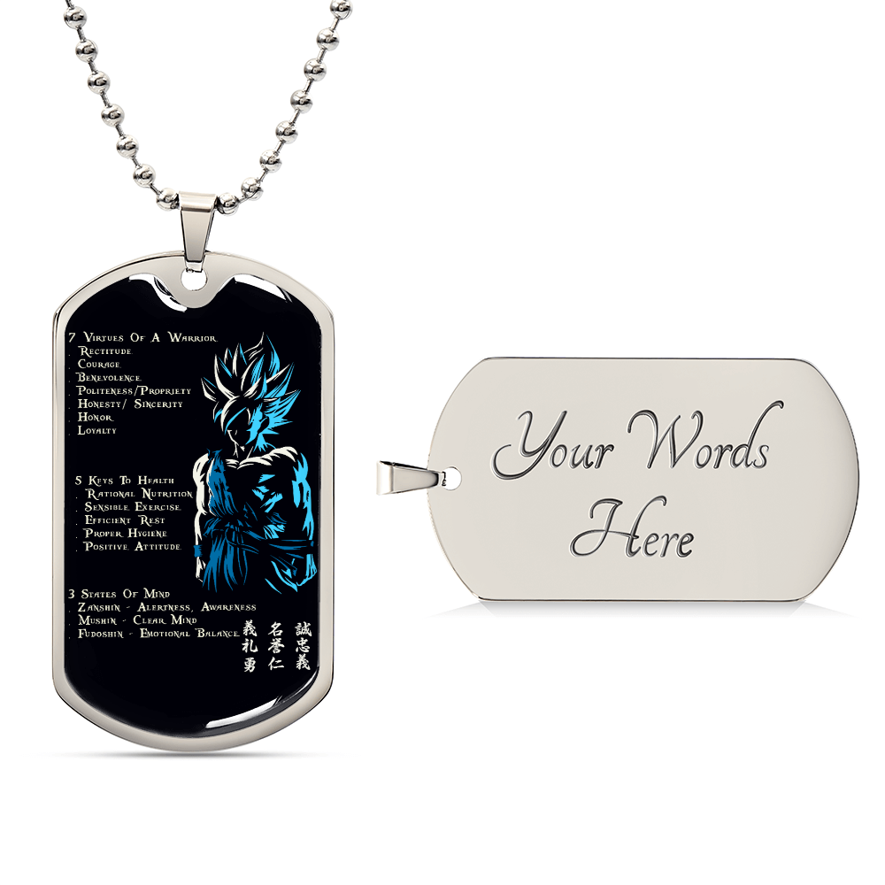 Dragon Ball - 7 5 3 CODE - Goku - Supper Saiyan Blue - Black Dog Tag - Dragon Ball Dog Tag - Military Ball Chain - Luxury Dog Tag