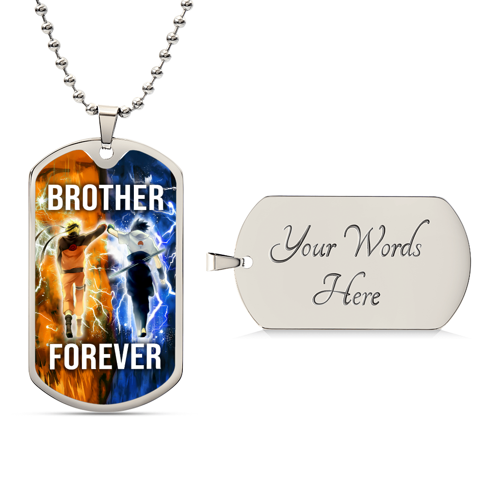 Naruto - Brother Forever - Uzumaki Naruto  - Uchiha Sasuke  - Military Ball Chain - Luxury Dog Tag