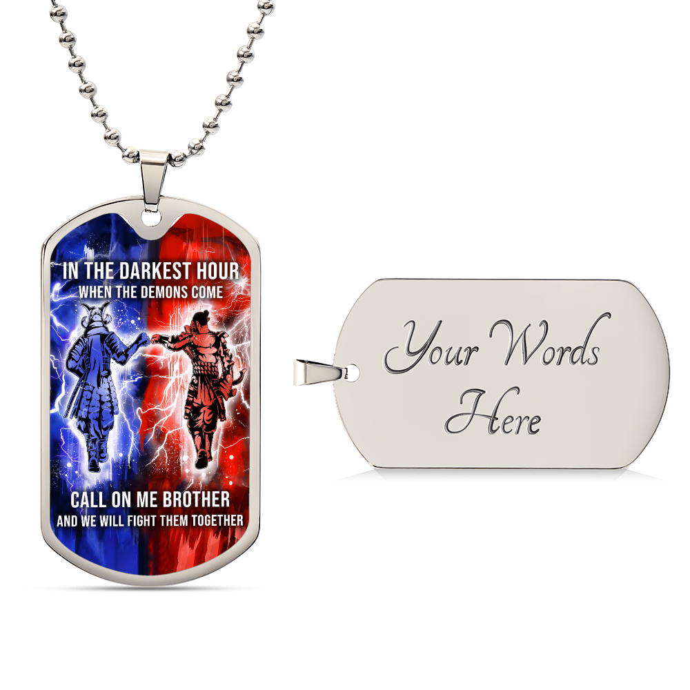 Samurai - Call On me Brother - Bushido - Katana - Ronin - Miyamoto Musashi - Military Ball Chain - Luxury Dog Tag