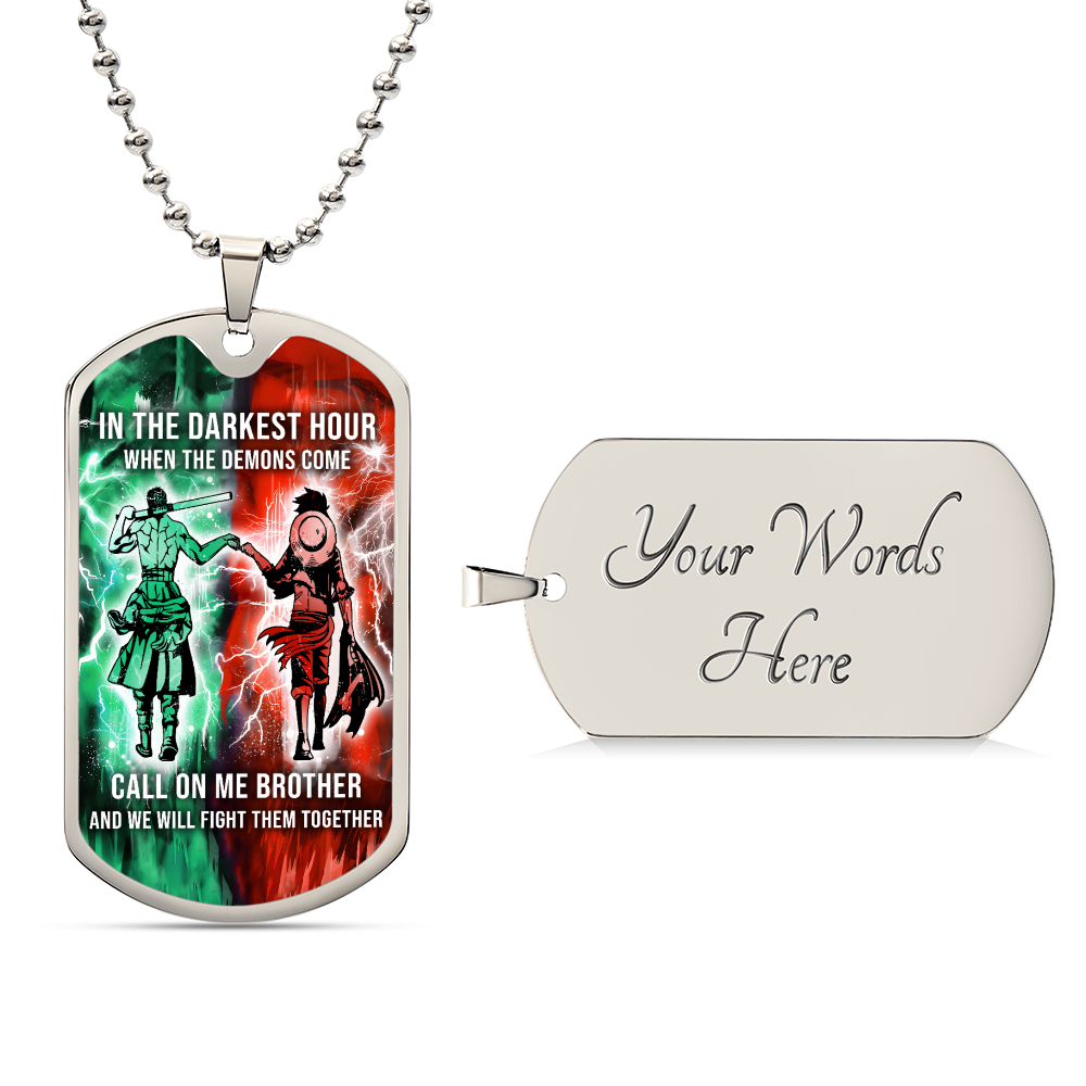 One Piece - Call On me Brother - Monkey D. Luffy - Roronoa Zoro - Military Ball Chain - Luxury Dog Tag