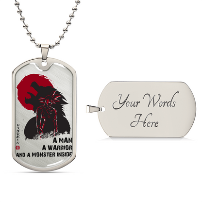 Dragon Ball - A Man - A Warrior - A Monster Inside - Goku - Dragon Ball Dog Tag - Military Ball Chain - Luxury Dog Tag