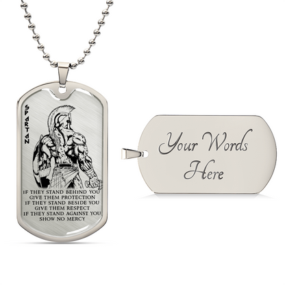 Warrior - IF - Show No Mercy - Sparta - Spartan - Warrior Dog Tag - Military Ball Chain - Luxury Dog Tag