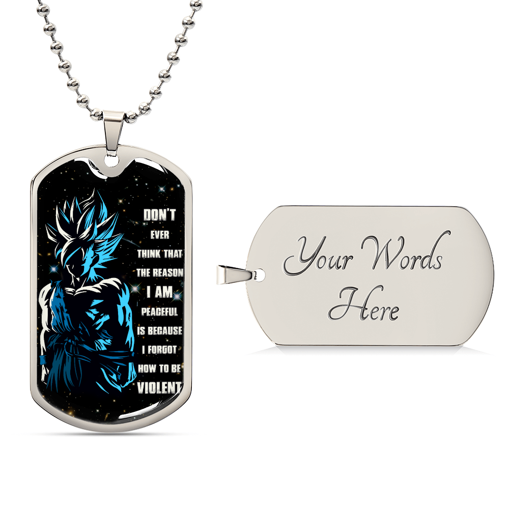 Dragon Ball - Don't Ever Think That The Reason - Goku - Galaxy - Black Dog Tag - Dragon Ball Dog Tag - Military Ball Chain - Luxury Dog Tag