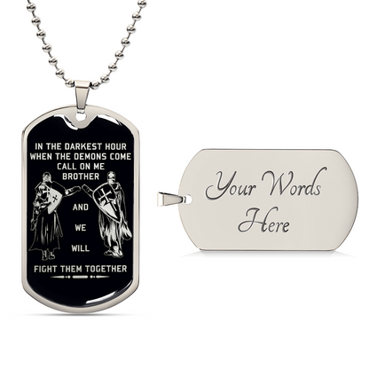 Knight Templar - Call On Me Brother - Black Dog Tag - Knight Templar Dog Tag.png - Military Ball Chain - Luxury Dog Tag