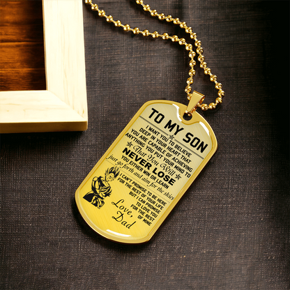 Dragon Ball - Dad To Son - Never Lose - Vegeta & Trunks - Dragon Ball Dog Tag - Military Ball Chain - Luxury Dog Tag