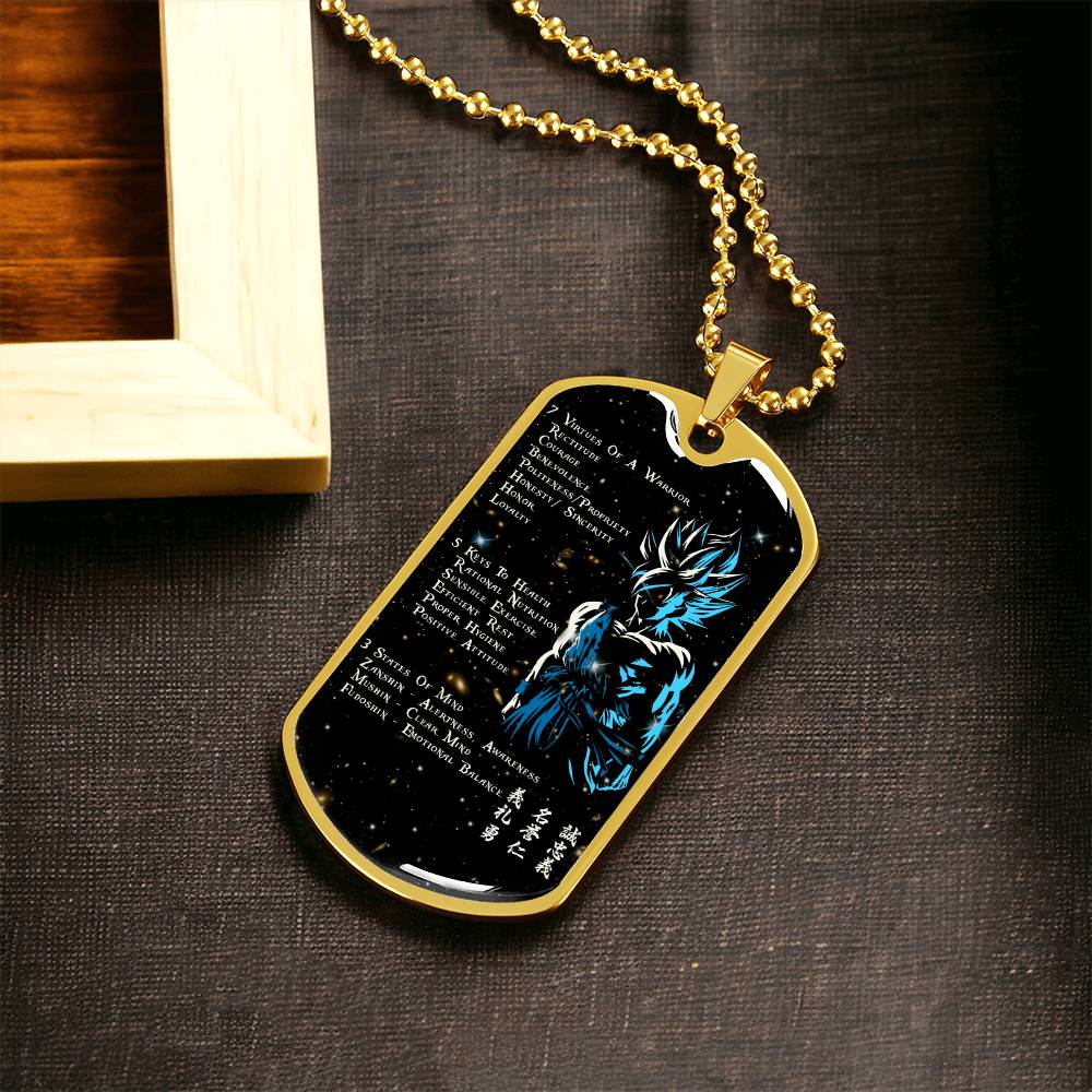 Dragon Ball - 7 5 3 CODE - Goku - Supper Saiyan Blue - Galaxy - Black Dog Tag - Dragon Ball Dog Tag - Military Ball Chain - Luxury Dog Tag