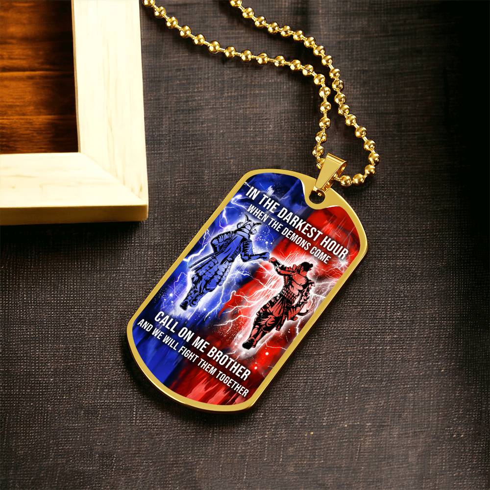 Samurai - Call On me Brother - Bushido - Katana - Ronin - Miyamoto Musashi - Military Ball Chain - Luxury Dog Tag
