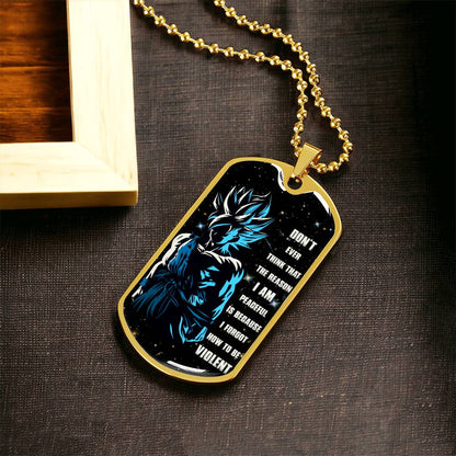 Dragon Ball - Don't Ever Think That The Reason - Goku - Galaxy - Black Dog Tag - Dragon Ball Dog Tag - Military Ball Chain - Luxury Dog Tag