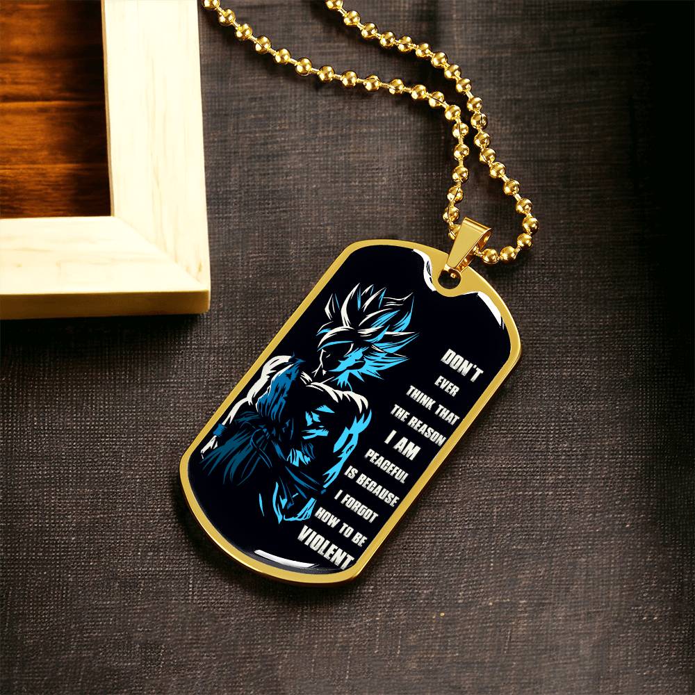 Dragon Ball - Don't Ever Think That The Reason - Goku - Black Dog Tag - Dragon Ball Dog Tag - Military Ball Chain - Luxury Dog Tag