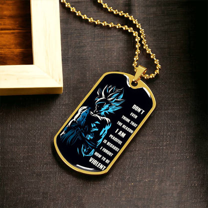 Dragon Ball - Don't Ever Think That The Reason - Goku - Black Dog Tag - Dragon Ball Dog Tag - Military Ball Chain - Luxury Dog Tag