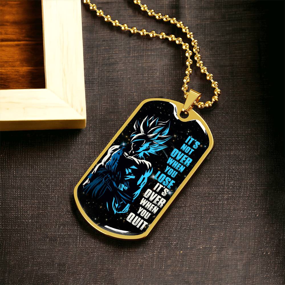 Dragon Ball - It's Not Over When You Lose - Goku - Supper Saiyan Blue - Galaxy - Black Dog Tag - Dragon Ball Dog Tag - Military Ball Chain - Luxury Dog Tag