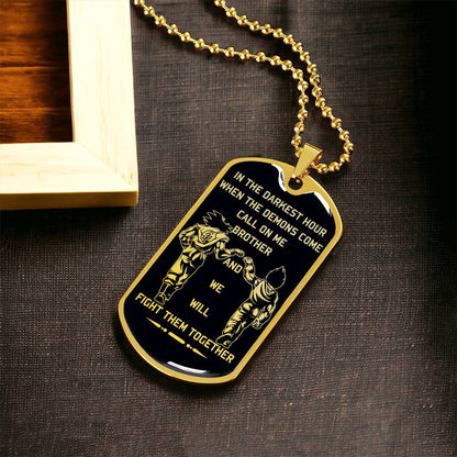 Dragon Ball - Call On Me Brother - Goku - Vegeta - Black Dog Tag - Dragon Ball Dog Tag - Military Ball Chain - Luxury Dog Tag