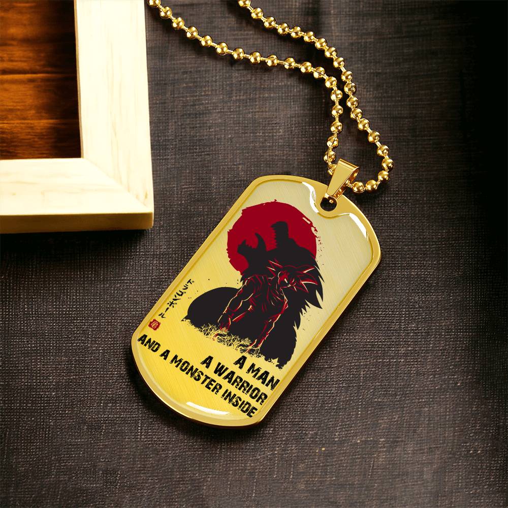 Dragon Ball - A Man - A Warrior - A Monster Inside - Goku - Dragon Ball Dog Tag - Military Ball Chain - Luxury Dog Tag
