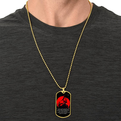 Samurai - IF - Show No Mercy - Bushido - Katana - Ronin - Galaxy - Black Dog Tag - Samurai Dog Tag - Military Ball Chain - Luxury Dog Tag