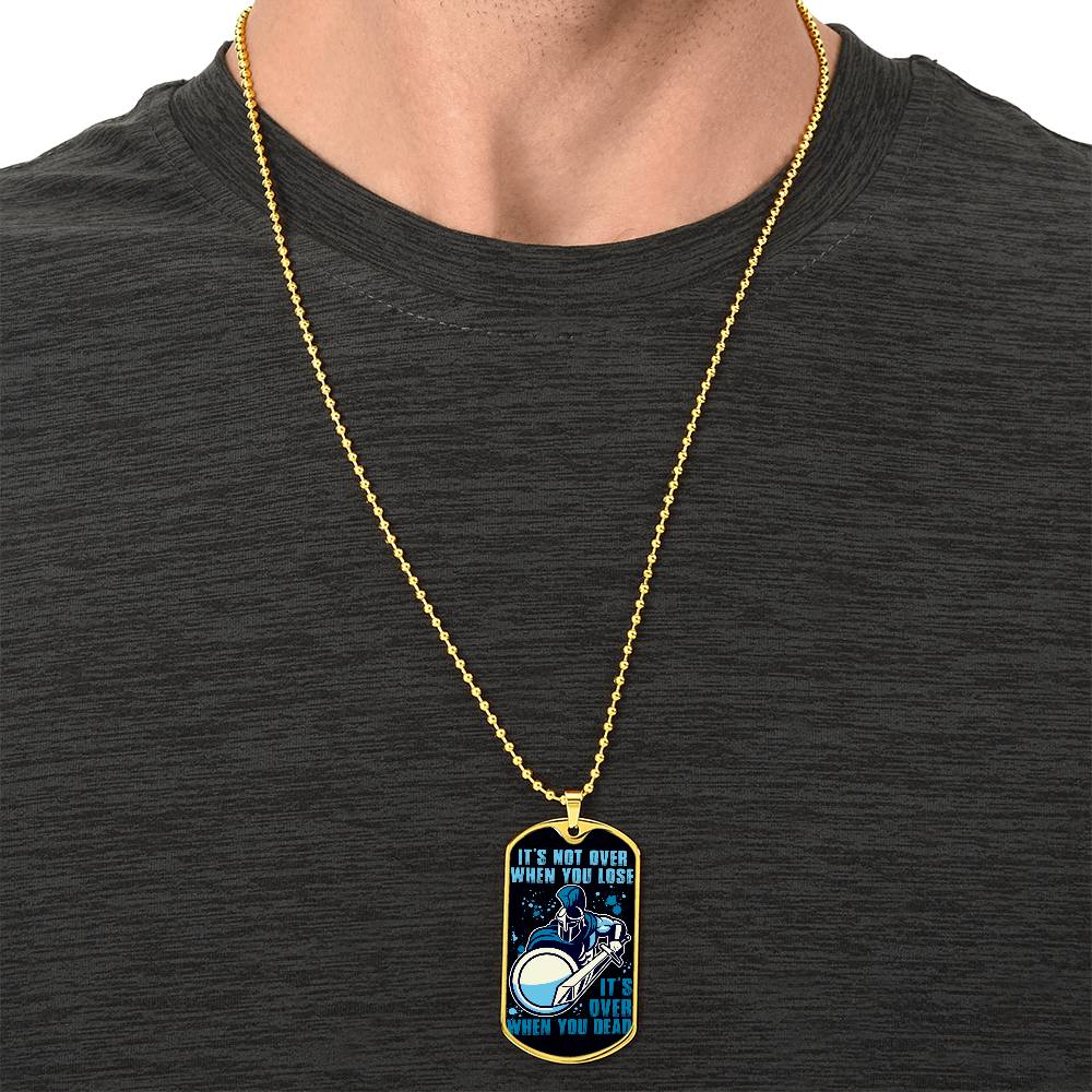 Warrior - It's not Over When You Lose - It's Over When You Dead - Sparta - Spartan - Black Dog Tag - Warrior Dog Tag - Military Ball Chain - Luxury Dog Tag