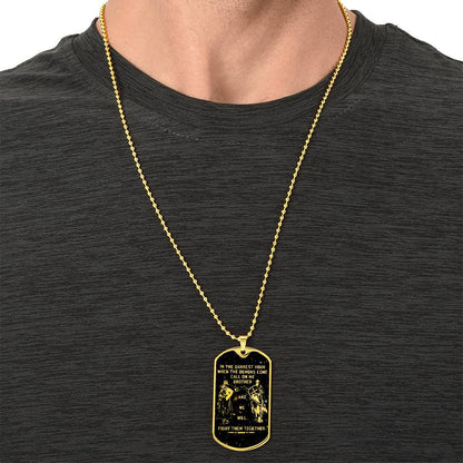 Knight Templar - Call On Me Brother - Galaxy - Black Dog Tag - Knight Templar Dog Tag - Military Ball Chain - Luxury Dog Tag