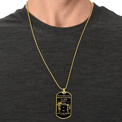 Dragon Ball - Call On Me Brother - Goku - Vegeta - Black Dog Tag - Dragon Ball Dog Tag - Military Ball Chain - Luxury Dog Tag