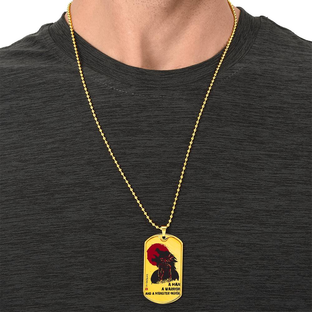 Dragon Ball - A Man - A Warrior - A Monster Inside - Goku - Dragon Ball Dog Tag - Military Ball Chain - Luxury Dog Tag