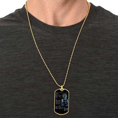 Dragon Ball - 7 5 3 CODE - Goku - Supper Saiyan Blue - Galaxy - Black Dog Tag - Dragon Ball Dog Tag - Military Ball Chain - Luxury Dog Tag