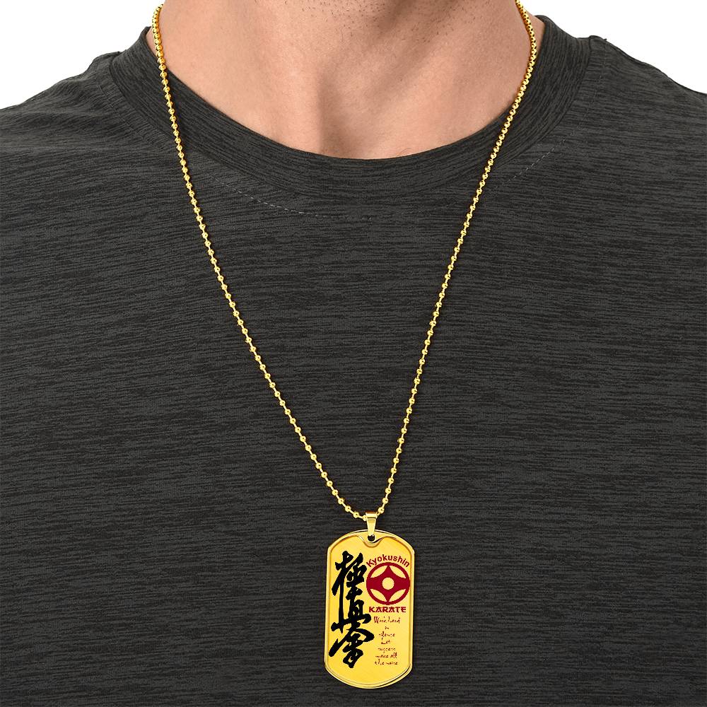 Karate - Work Hard In Silence Let Success Make All The Noise - Kyokushin Karate - Karate Dog Tag - Military Ball Chain - Luxury Dog Tag