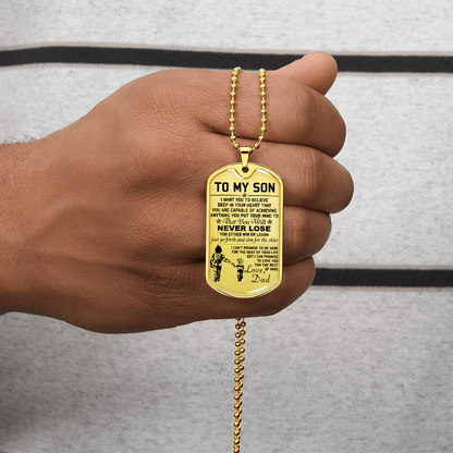 Dragon Ball - Dad To Son - Never Lose - Vegeta - Trunks - Dragon Ball Dog Tag - Military Ball Chain - Luxury Dog Tag