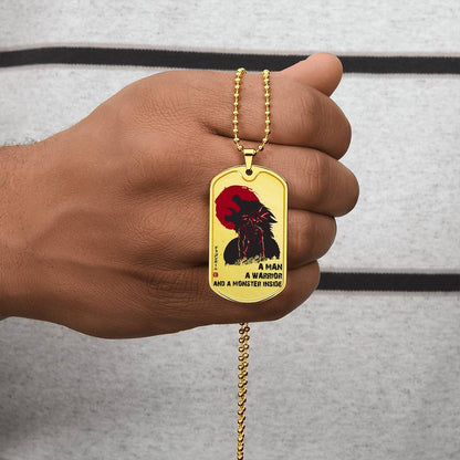 Dragon Ball - A Man - A Warrior - A Monster Inside - Goku - Dragon Ball Dog Tag - Military Ball Chain - Luxury Dog Tag