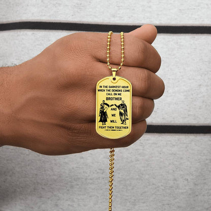 Knight Templar - Call On Me Brother - Knight Templar Dog Tag - Military Ball Chain - Luxury Dog Tag