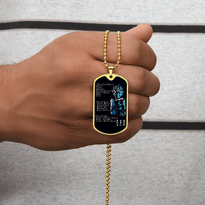 Dragon Ball - 7 5 3 CODE - Goku - Supper Saiyan Blue - Black Dog Tag - Dragon Ball Dog Tag - Military Ball Chain - Luxury Dog Tag