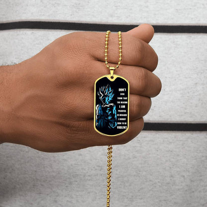 Dragon Ball - Don't Ever Think That The Reason - Goku - Black Dog Tag - Dragon Ball Dog Tag - Military Ball Chain - Luxury Dog Tag