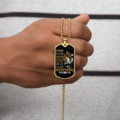 Dragon Ball - Quitting Is Not - Vegeta - Supper Saiyan - Galaxy - Black Dog Tag - Dragon Ball Dog Tag - Military Ball Chain - Luxury Dog Tag