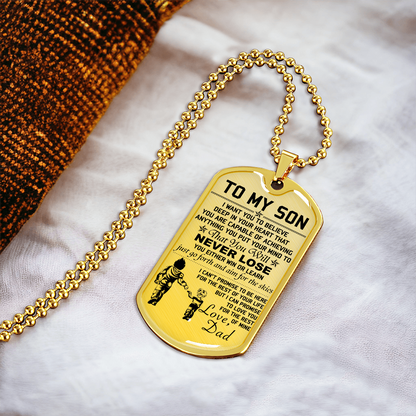 Dragon Ball - Dad To Son - Never Lose - Vegeta - Trunks - Dragon Ball Dog Tag - Military Ball Chain - Luxury Dog Tag