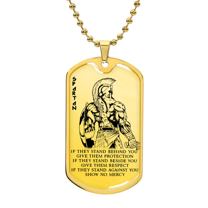 Warrior - IF - Show No Mercy - Sparta - Spartan - Warrior Dog Tag - Military Ball Chain - Luxury Dog Tag