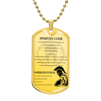 Warrior - Spartan Code - Warrior Ethos - Sparta - Spartan - Warrior Dog Tag - Military Ball Chain - Luxury Dog Tag