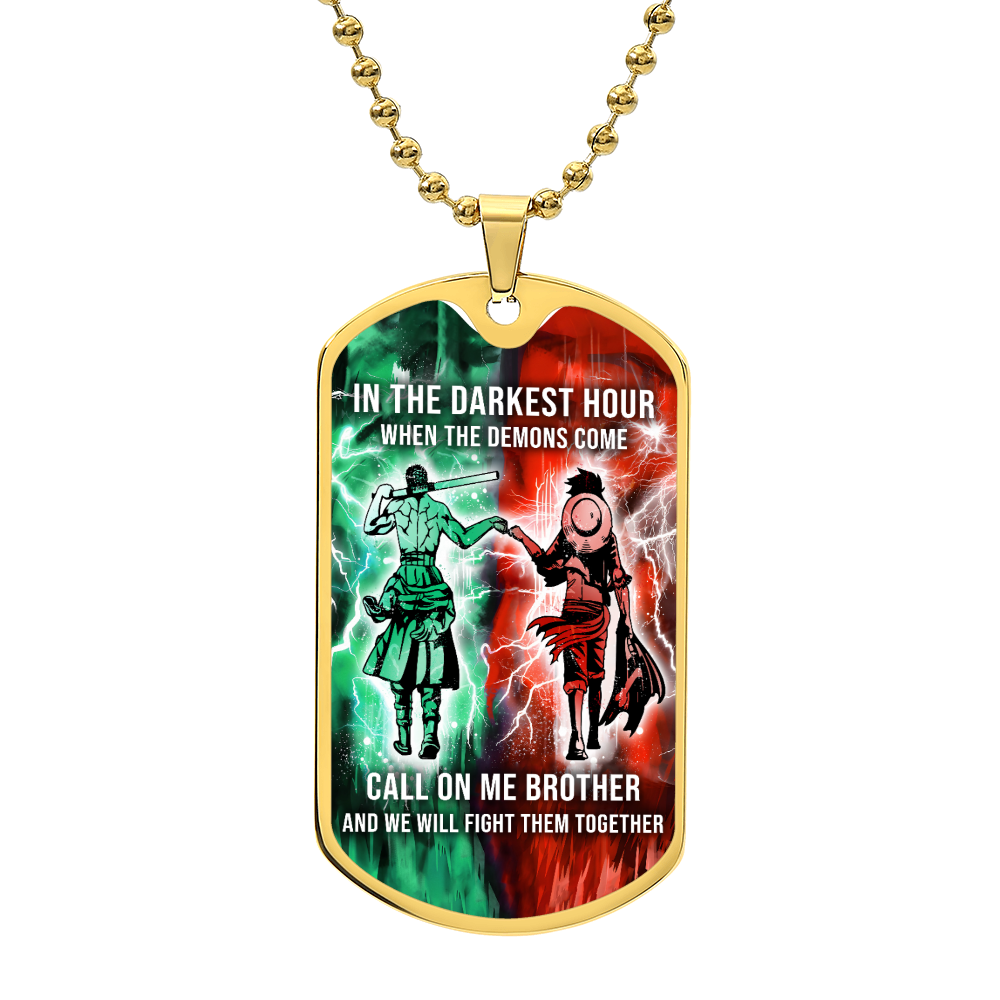 One Piece - Call On me Brother - Monkey D. Luffy - Roronoa Zoro - Military Ball Chain - Luxury Dog Tag