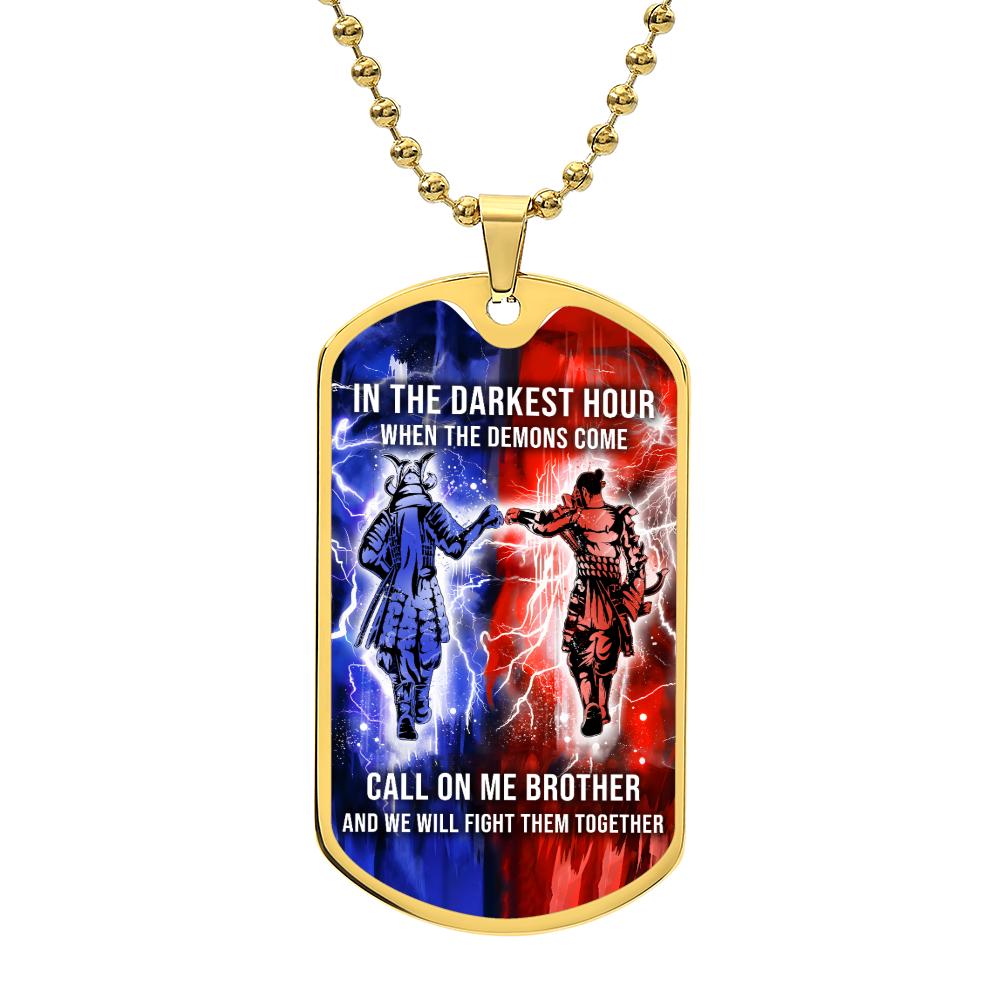 Samurai - Call On me Brother - Bushido - Katana - Ronin - Miyamoto Musashi - Military Ball Chain - Luxury Dog Tag