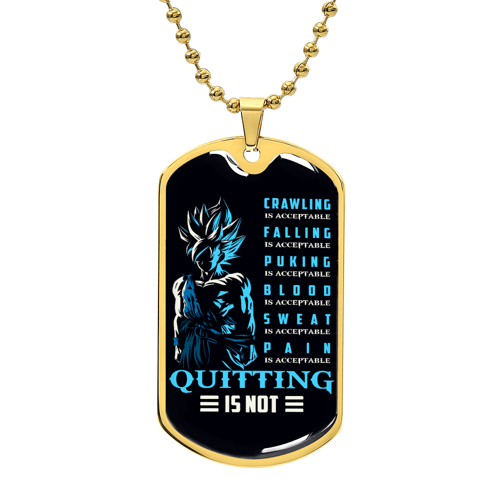 Dragon Ball - Quitting Is Not - Goku - Supper Saiyan Blue - Black Dog Tag - Dragon Ball Dog Tag.png - Military Ball Chain - Luxury Dog Tag
