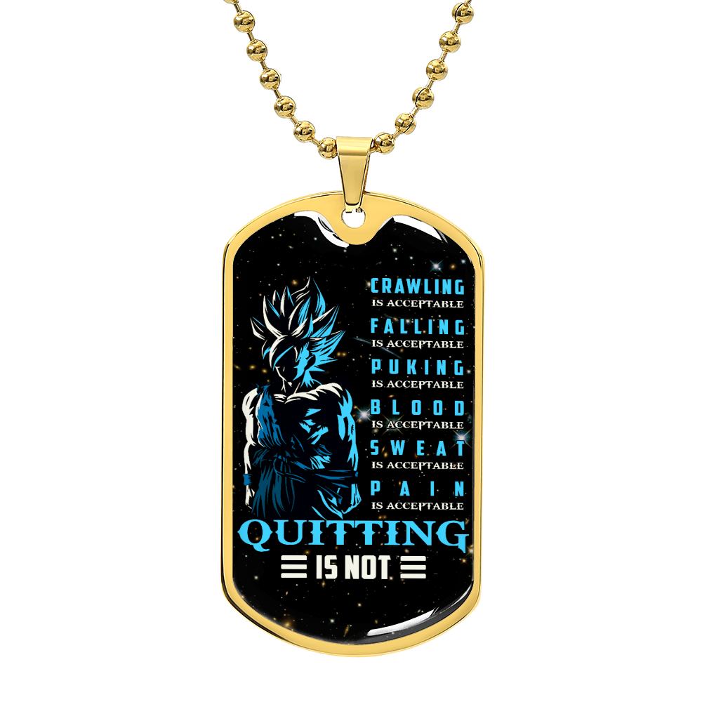 Dragon Ball - Quitting Is Not - Goku - Supper Saiyan Blue - Galaxy - Black Dog Tag - Dragon Ball Dog Tag - Military Ball Chain - Luxury Dog Tag