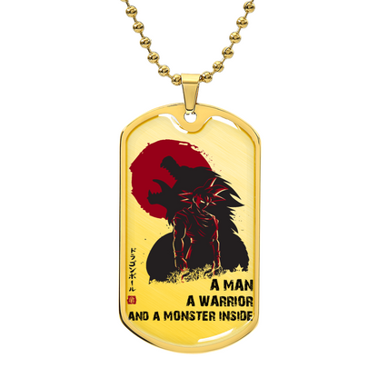 Dragon Ball - A Man - A Warrior - A Monster Inside - Goku - Dragon Ball Dog Tag - Military Ball Chain - Luxury Dog Tag