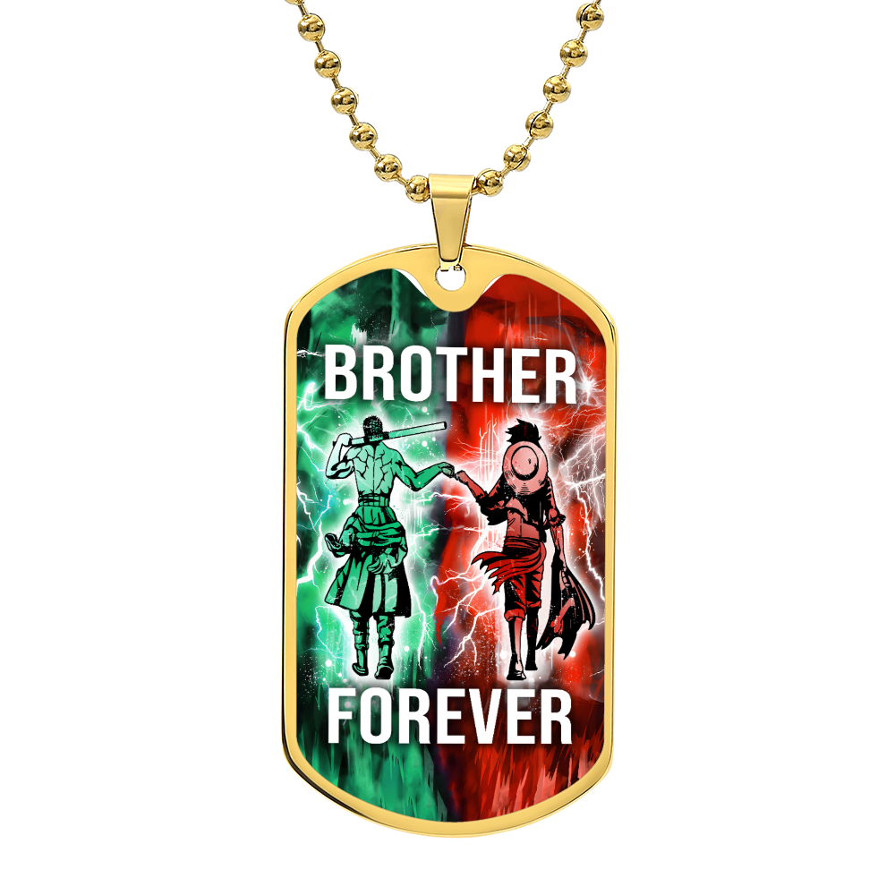One Piece - Brother Forever - Monkey D. Luffy - Roronoa Zoro - Military Ball Chain - Luxury Dog Tag