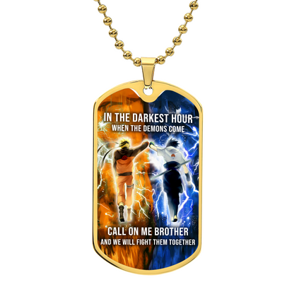 Naruto - Call On me Brother - Uzumaki Naruto  - Uchiha Sasuke  - Military Ball Chain - Luxury Dog Tag