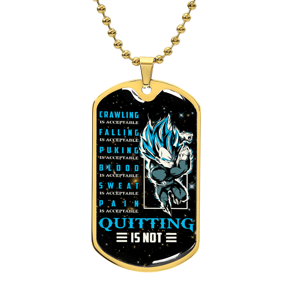 Dragon Ball - Quitting Is Not 2 - Vegeta - Supper Saiyan Blue - Galaxy - Black Dog Tag - Dragon Ball Dog Tag - Military Ball Chain - Luxury Dog Tag