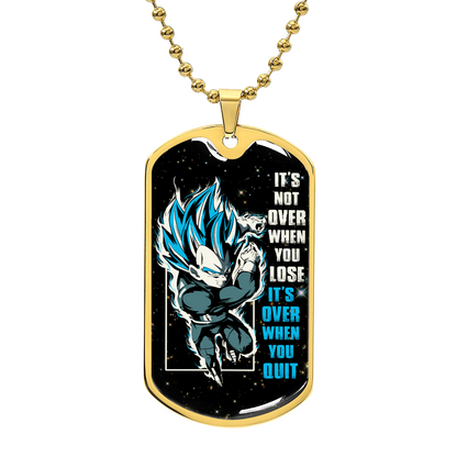 Dragon Ball - It's Not Over When You Lose - Vegeta - Supper Saiyan Blue - Galaxy - Black Dog Tag - Dragon Ball Dog Tag - Military Ball Chain - Luxury Dog Tag