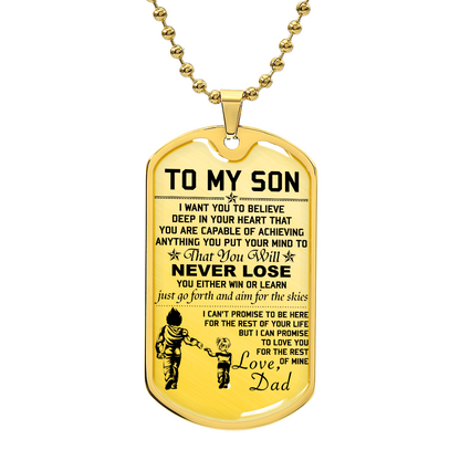 Dragon Ball - Dad To Son - Never Lose - Vegeta - Trunks - Dragon Ball Dog Tag - Military Ball Chain - Luxury Dog Tag