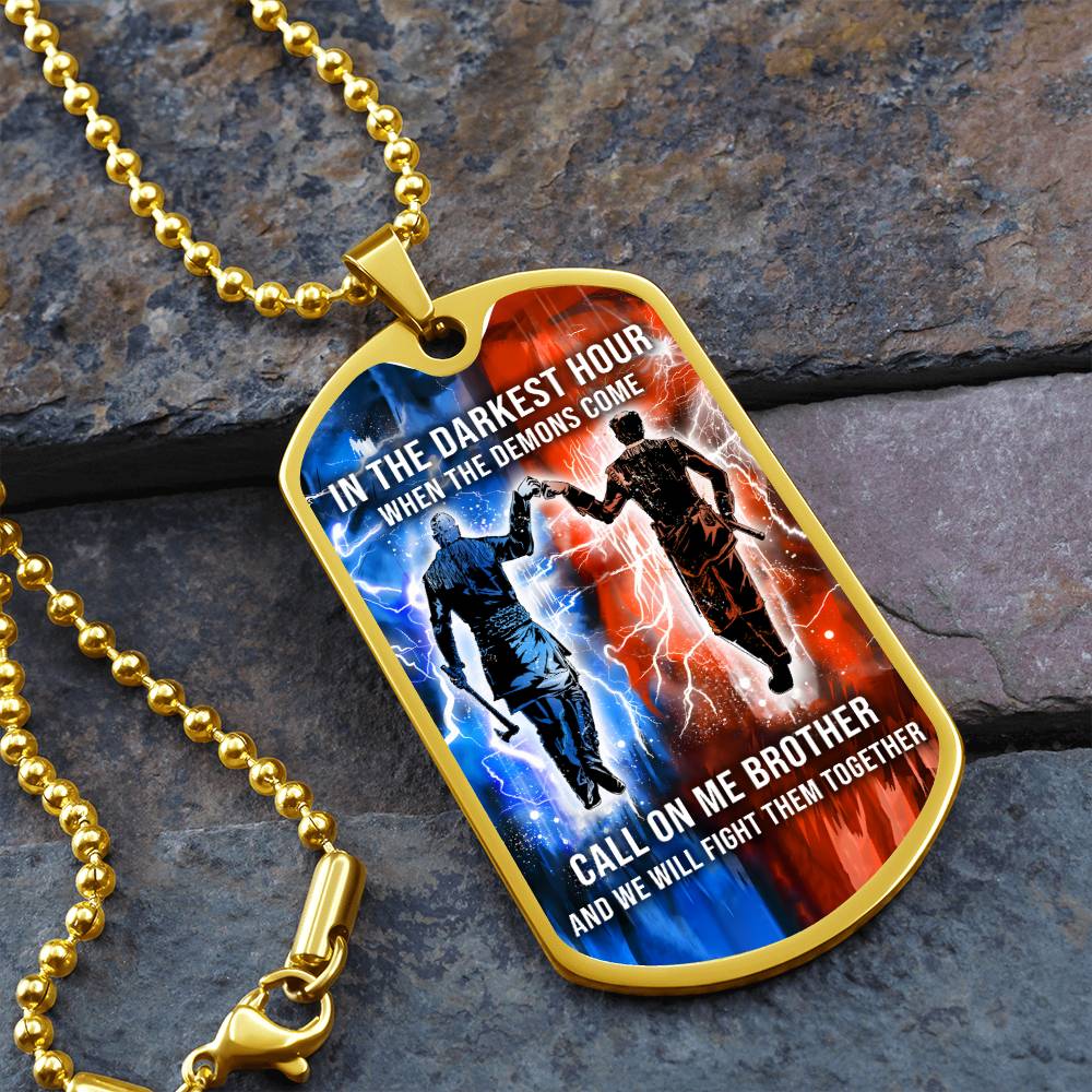 Viking - Call On me Brother - Ragnar Lothbrok - Floki - Military Ball Chain - Luxury Dog Tag