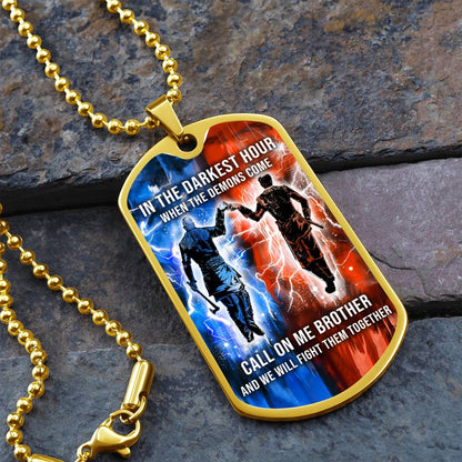 Viking - Call On me Brother - Ragnar Lothbrok - Floki - Military Ball Chain - Luxury Dog Tag